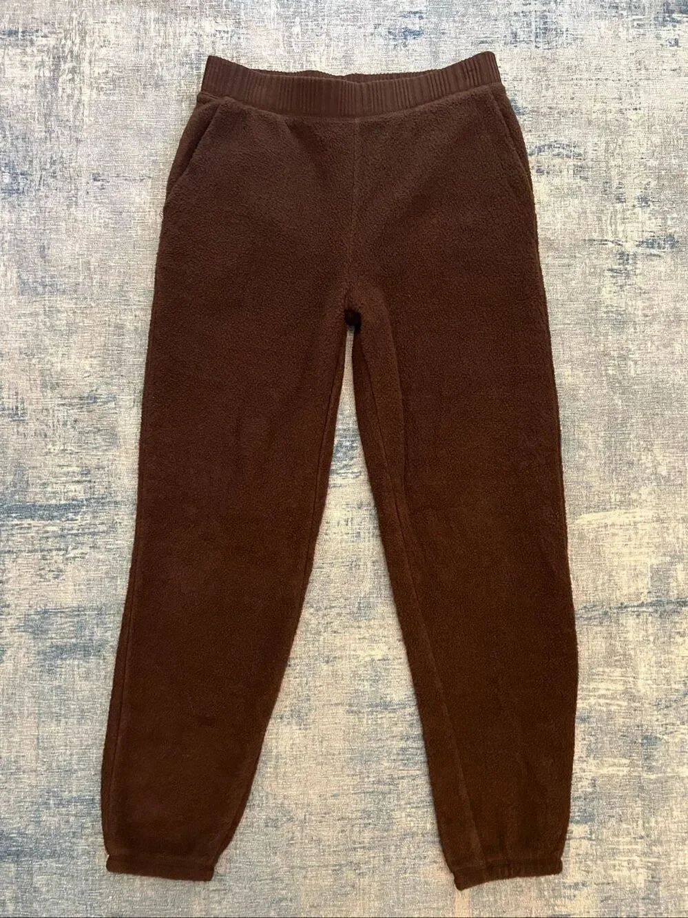 Auden Brown Cozy Faux Shearling Fleece Teddy Jogger Pants Small
